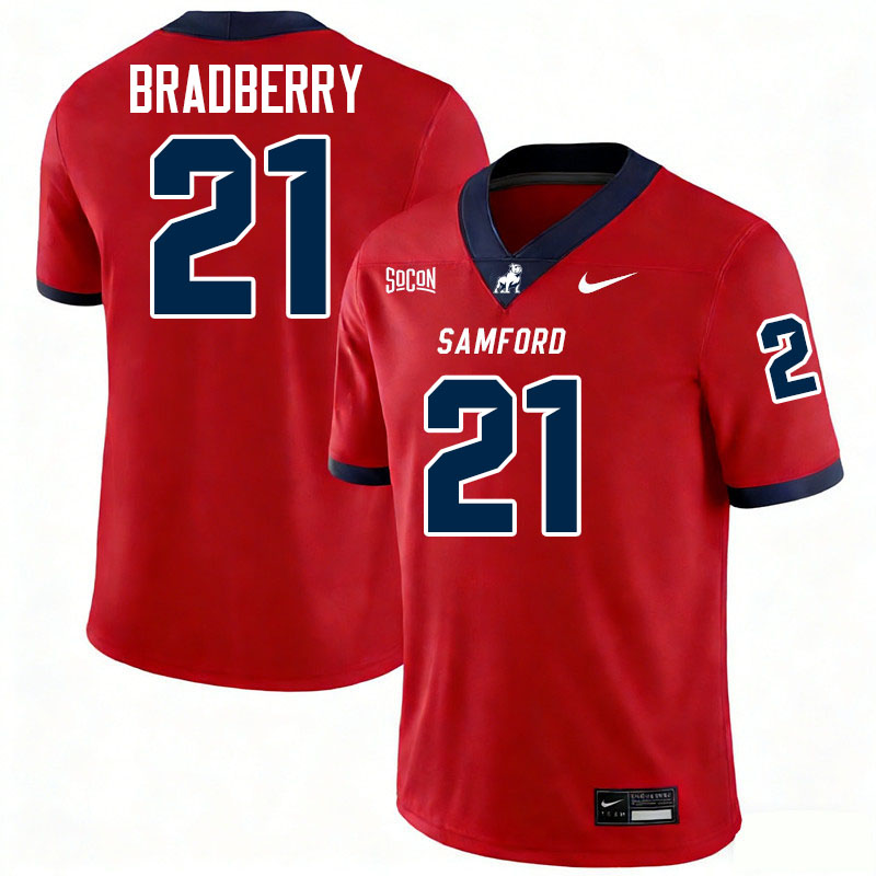 Samford Bulldogs #21 James Bradberry College Football Jerseys,Uniforms-Red